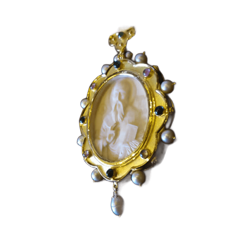 Εγκόλπιο χειροποίητο ασήμι 925 ένθετο σκαλιστό δόντι μαμούθ-Handmade silver 925 engolpion